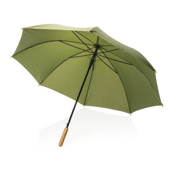 Obrázky: Automatický dáždnik rPET, madlo bambus, zelený, Obrázok 4