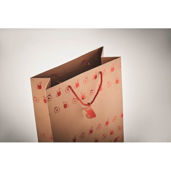 Obrázky: Vianočná papierová taška 25x11x32cm,červený motív, Obrázok 4