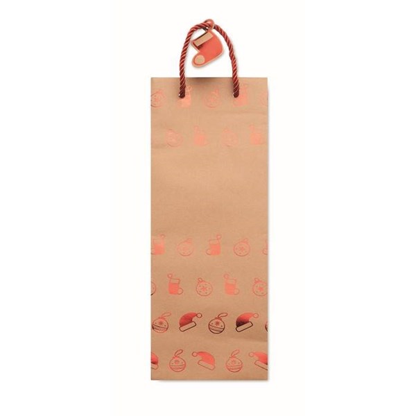 Obrázky: Vianočná taška na víno 9x12x35 cm, červený motív, Obrázok 6