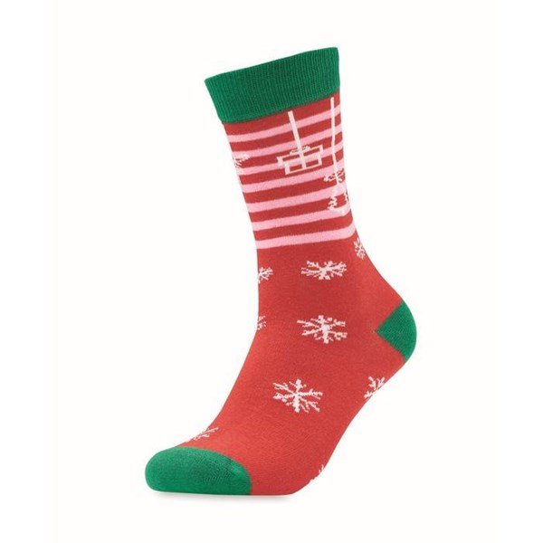 Obrázky: Pár ponožiek s vianočným motívom, veľ. L červené