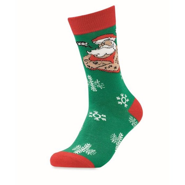 Obrázky: Pár ponožiek s vianočným motívom, veľ. L zelené