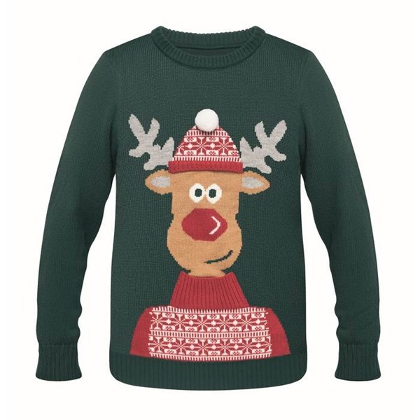 Obrázky: Zelený vianočný sveter s motívom soba, veľ. L/XL