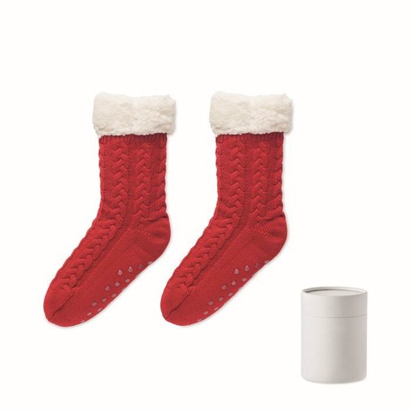 Obrázky: Červené pletené ponožky, 1 pár, veľ. M