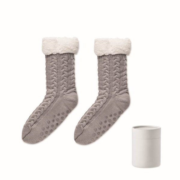 Obrázky: Šedé pletené ponožky, 1 pár, veľ. M