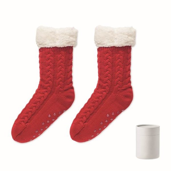 Obrázky: Červené pletené ponožky, 1 pár, veľ. L, Obrázok 1