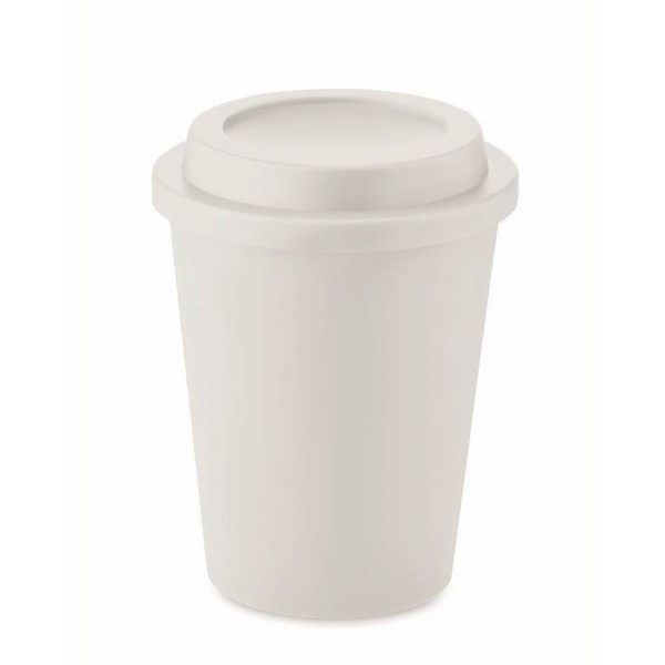 Obrázky: Dvojstenný pohár PP s viečkom 300 ml, biely, Obrázok 1