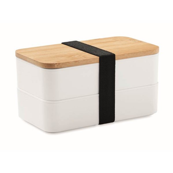Obrázky: Dvojposchodový obedový box, bambus.veko, biely