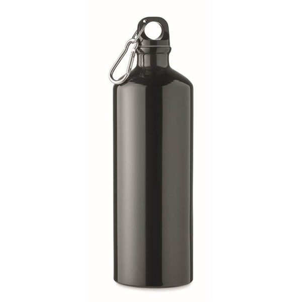 Obrázky: Čierna jednostenná hliníková fľaša s karabínou 1 l, Obrázok 1