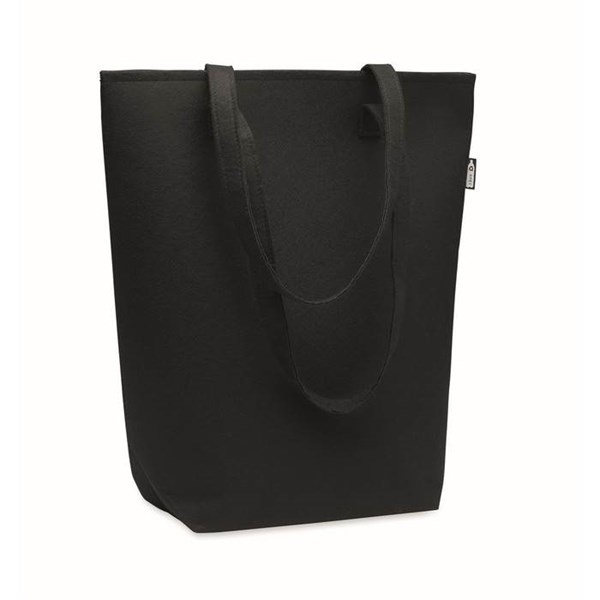 Obrázky: Čierna nákupná plstená taška RPET s dlhými ušami, Obrázok 1