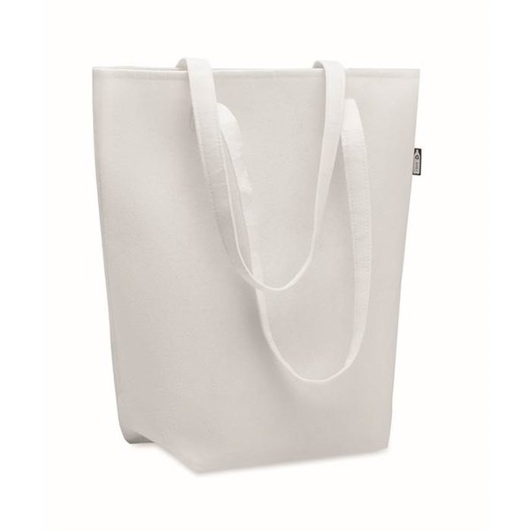 Obrázky: Biela nákupná plstená taška RPET s dlhými ušami