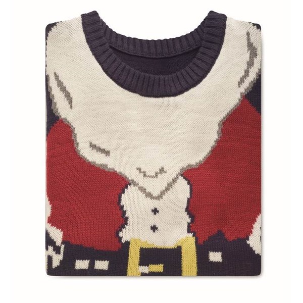 Obrázky: Modrý Vianočný sveter s motívom Santu, veľ. L/XL, Obrázok 4