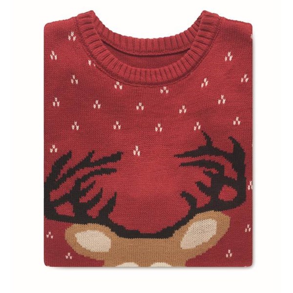 Obrázky: Červený vianočný sveter s motívom soba, veľ. L/XL, Obrázok 3
