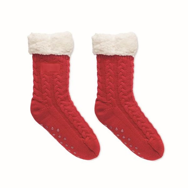 Obrázky: Červené pletené ponožky, 1 pár, veľ. M, Obrázok 2