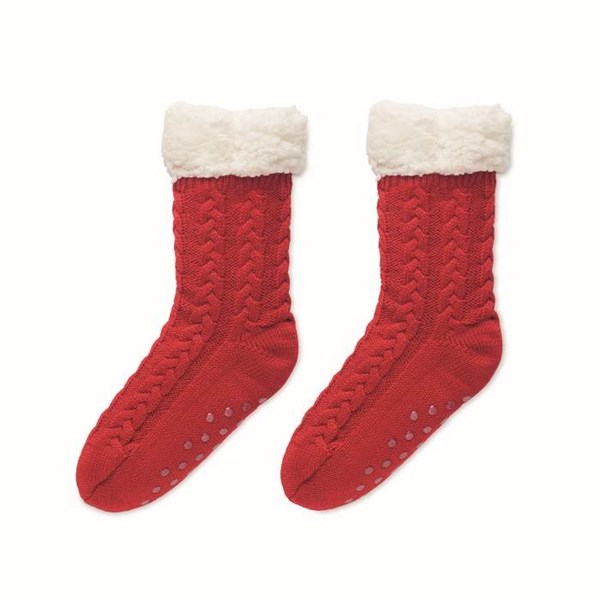 Obrázky: Červené pletené ponožky, 1 pár, veľ. M, Obrázok 3
