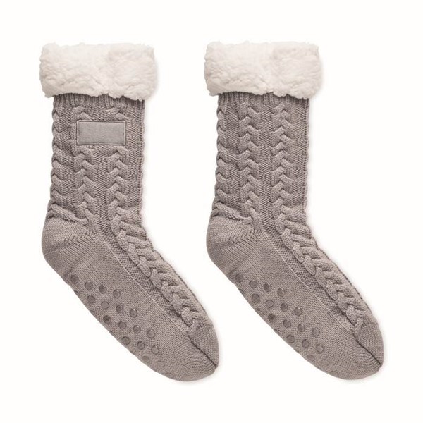 Obrázky: Šedé pletené ponožky, 1 pár, veľ. L, Obrázok 2