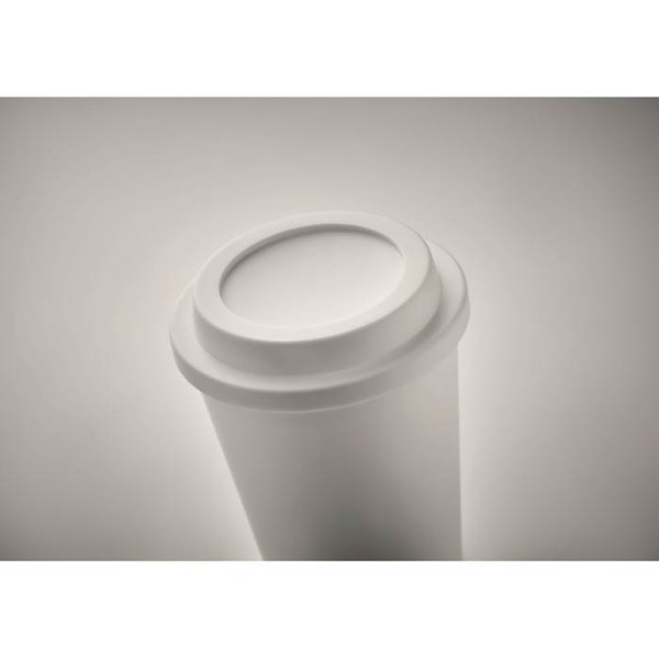 Obrázky: Dvojstenný pohár PP s viečkom 300 ml, biely, Obrázok 4