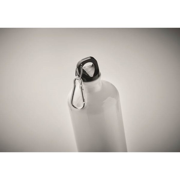 Obrázky: Biela jednostenná hliníková fľaša s karabínou 1 l, Obrázok 4