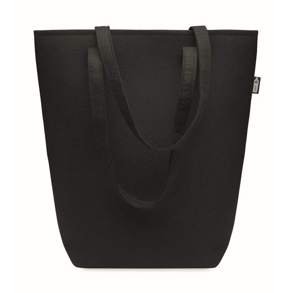 Obrázky: Čierna nákupná plstená taška RPET s dlhými ušami, Obrázok 2