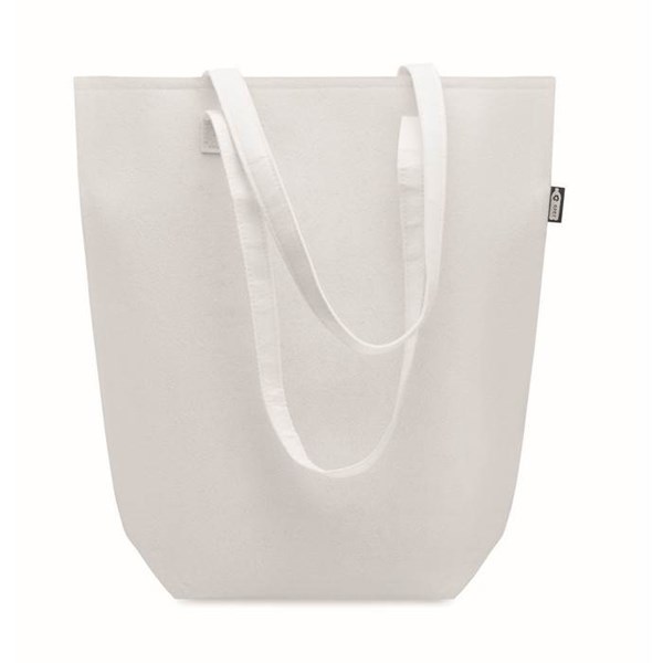 Obrázky: Biela nákupná plstená taška RPET s dlhými ušami, Obrázok 2