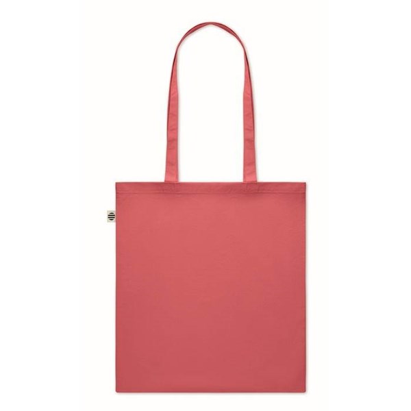 Obrázky: Červená nákupná taška z recykl. bavlny 140 g/m2, Obrázok 3