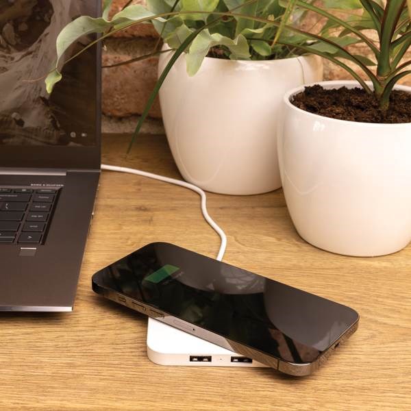 Obrázky: Bezdrôt. nabíjačka-RCS rec. plast,USB výst.,biela, Obrázok 8