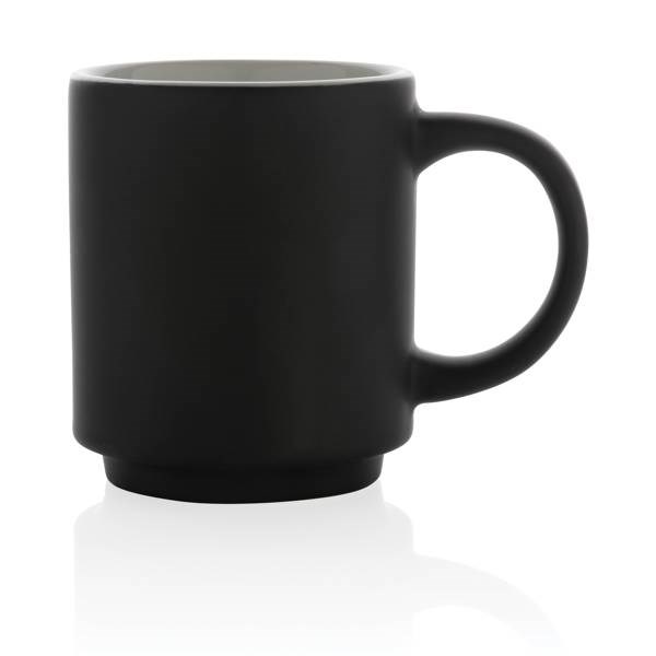 Obrázky: Stohovateľný keramický hrnček 180 ml čierny, Obrázok 2