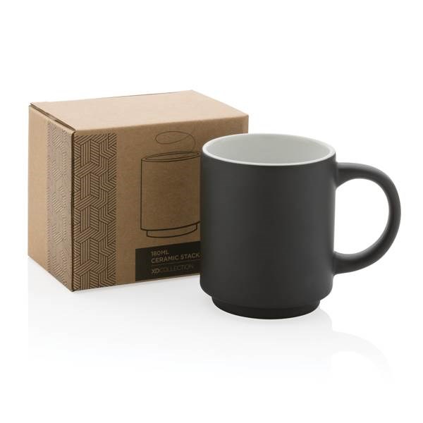 Obrázky: Stohovateľný keramický hrnček 180 ml čierny, Obrázok 7