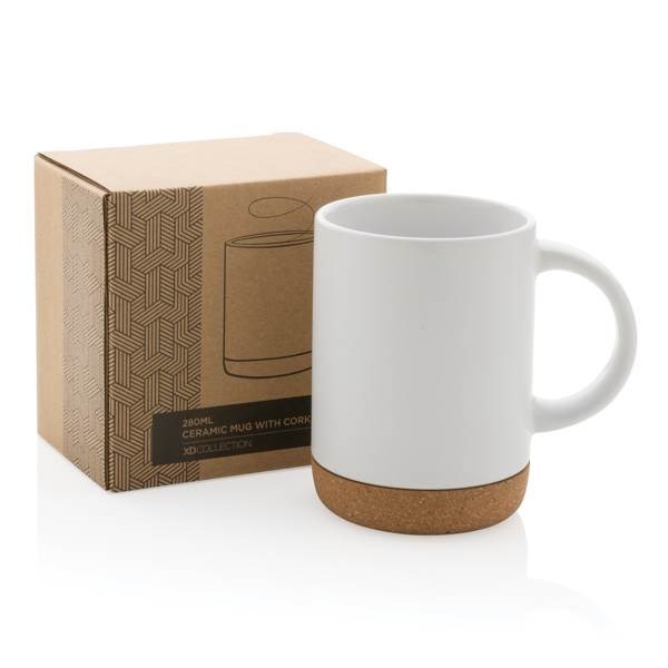 Obrázky: Keramický hrnček ,korkový podstavec 280 ml biely, Obrázok 7