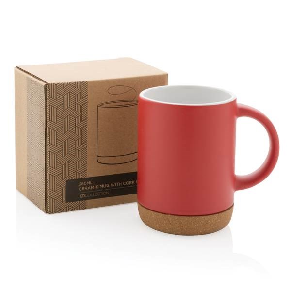 Obrázky: Keramický hrnček ,korkový podstavec 280ml červený, Obrázok 7