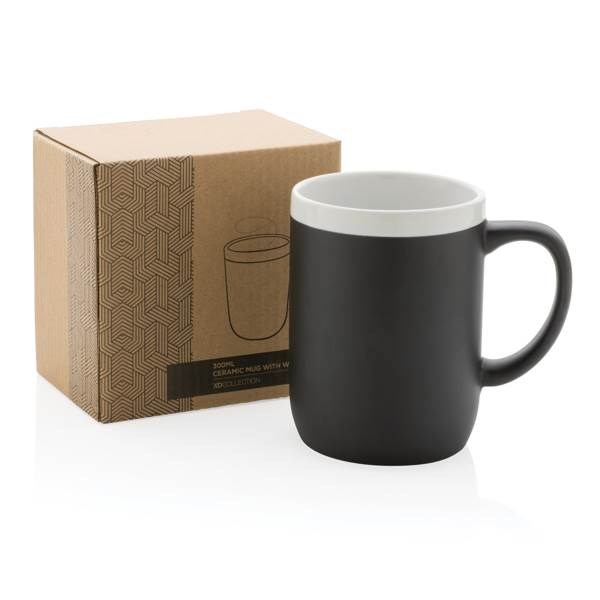 Obrázky: Keramický hrnček s bielym lemom 300 ml čierny, Obrázok 7