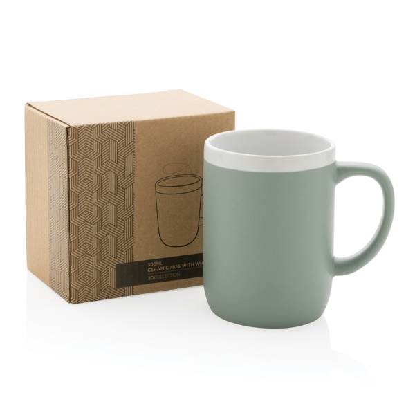 Obrázky: Keramický hrnček s bielym lemom 300 ml zelený, Obrázok 7