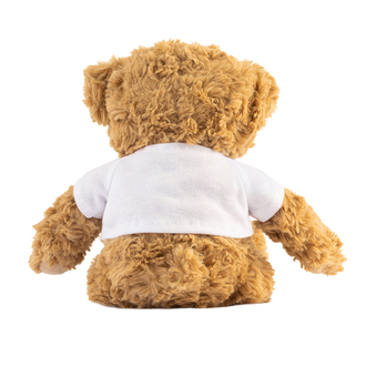 Obrázky: Hnedý plyšový medveď v bielom tričku na potlač, Obrázok 3