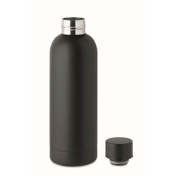 Obrázky: Dvojstenná recykl. nerez fľaša 0,5l, čierna, Obrázok 2