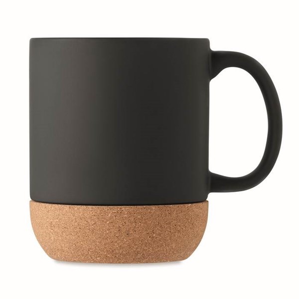 Obrázky: Čierny keramický hrnček, korkový podstavec 300 ml, Obrázok 2