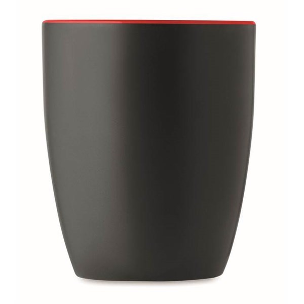 Obrázky: Čierno-červený matný keramický hrnček 290 ml, Obrázok 3