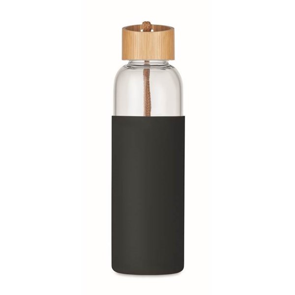Obrázky: Sklenená fľaša 0,5l s pútkom, čierna, Obrázok 2