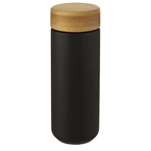 Obrázky: Čierny keramický hrnček Lumi 300 ml,bambus. viečko, Obrázok 3