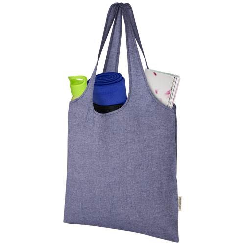 Obrázky: Nákupná taška z rec. bavlny 150 g, modrá, Obrázok 5