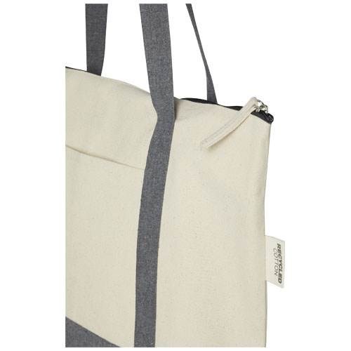 Obrázky: Dvojfarebná nákupná taška,zips, rec. bavlna 320 g, Obrázok 3