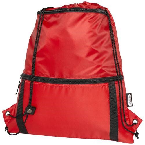 Obrázky: Recyklovaný červený skladací ruksak, predné vrecko