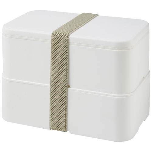 Obrázky: Dvojposchodová obedová krabička 2x700 ml, biela, Obrázok 1