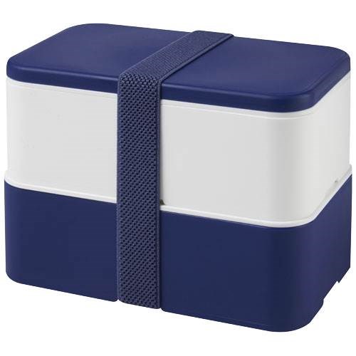 Obrázky: Dvojposchodová obed.krabička 2x700 ml, biela/modrá, Obrázok 1