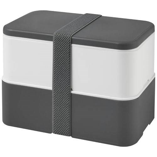 Obrázky: Dvojposchodová obed.krabička 2x700 ml, biela/šedá, Obrázok 1