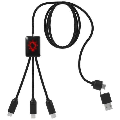 Obrázky: Dobíjací kábel 5v1 z rPET, červené svietiace logo, Obrázok 1