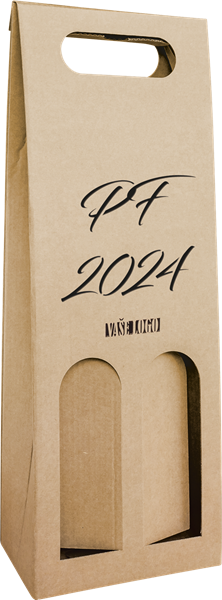 Obrázky: Krabica PF 2024 na 2 fľaše vína, prírodná, laser, Obrázok 2