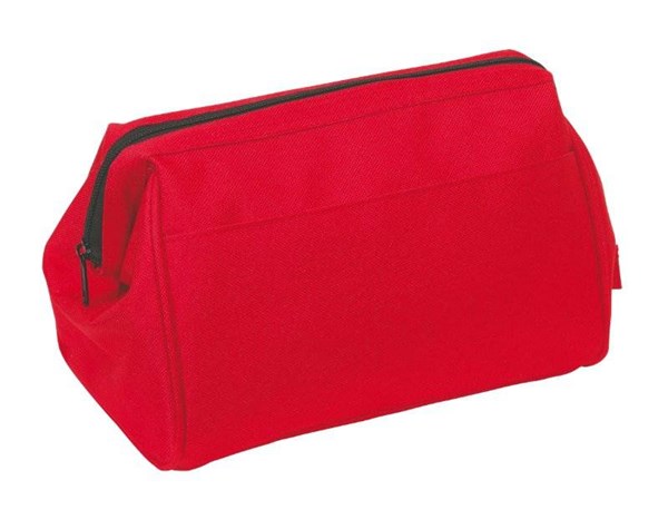 Obrázky: Červená polyesterová kozmetická taška na zips, Obrázok 1