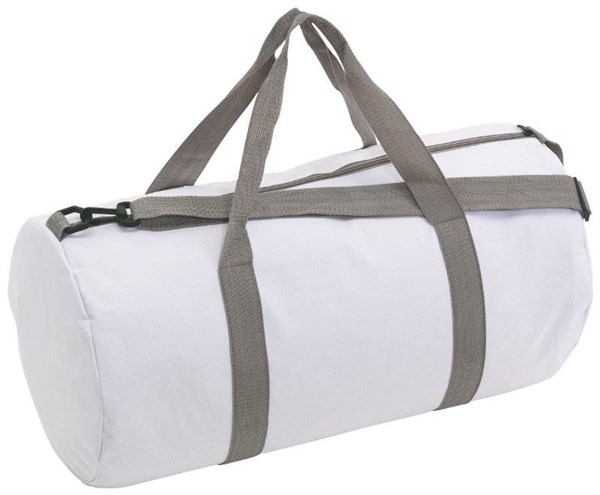 Obrázky: Biela jednoduchá športová taška, šedé popruhy
