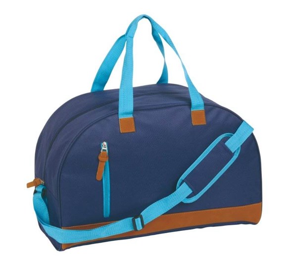 Obrázky: Tm.modrá šport. fitness taška,koženkové detaily