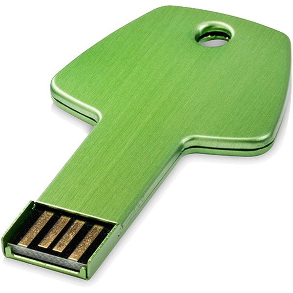 Obrázky: Zelený hliníkový USB flash disk 1GB, tvar kľúča