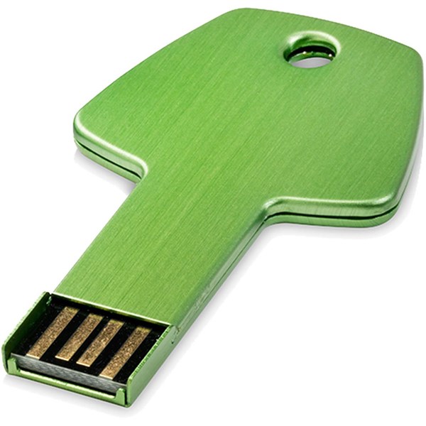 Obrázky: Zelený hliníkový USB flash disk 16GB, tvar kľúča